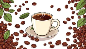 Hot Cup of Espresso with Chocolate and Sugar