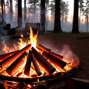 Heat-filled Flames Engulfing Dark Fireplace