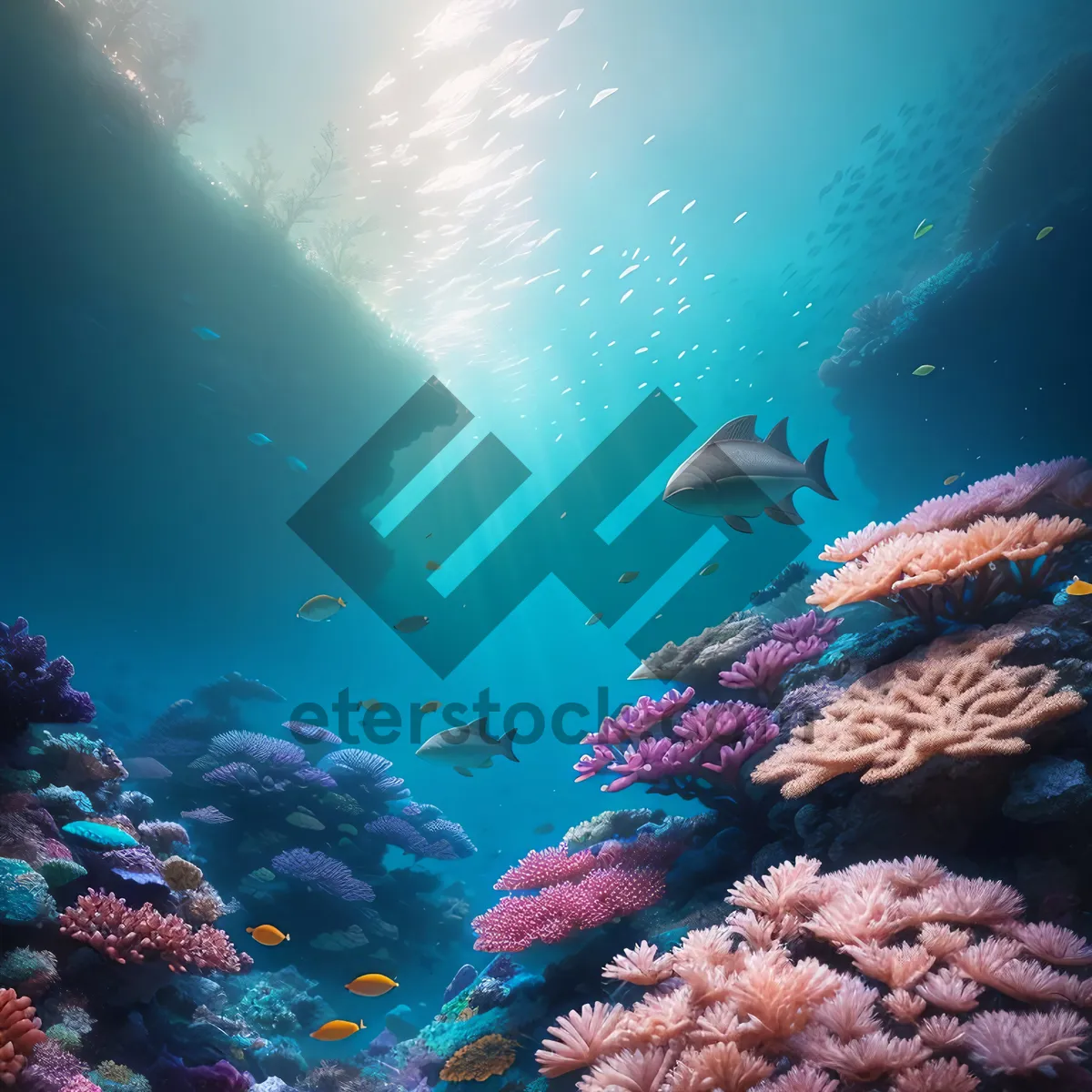 Picture of Vibrant Coral Reef Life Underwater