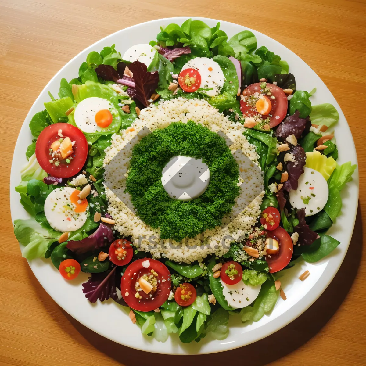 Picture of Delicious gourmet pizza with fresh vegetables and cheese