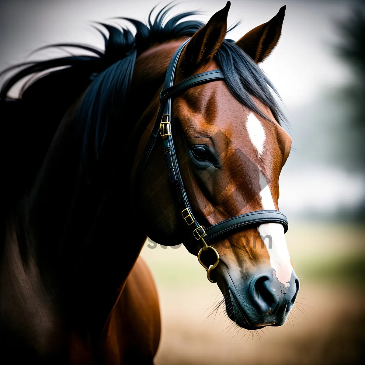 Picture of Brown Thoroughbred Stallion with Halter Restrained