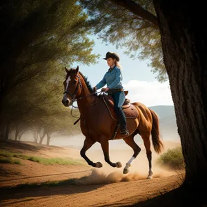 Thrilling Equestrian Action in Scenic Ranch Meadow