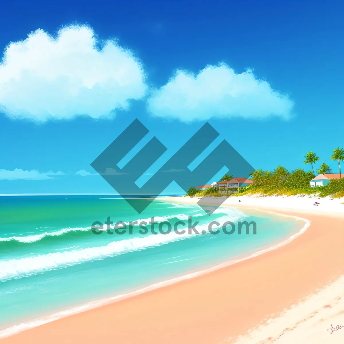 Picture of Idyllic Tropical Beach Paradise with Turquoise Waves