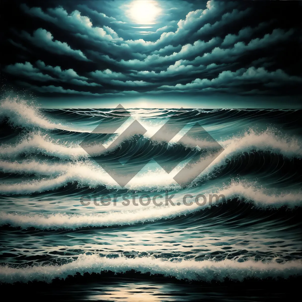 Picture of Oceanic Fractal Light: Futuristic Wave Art