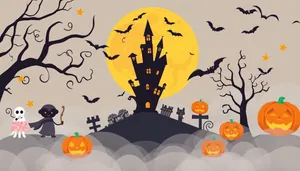Halloween Night Silhouette Pumpkin Cemetery Art Card