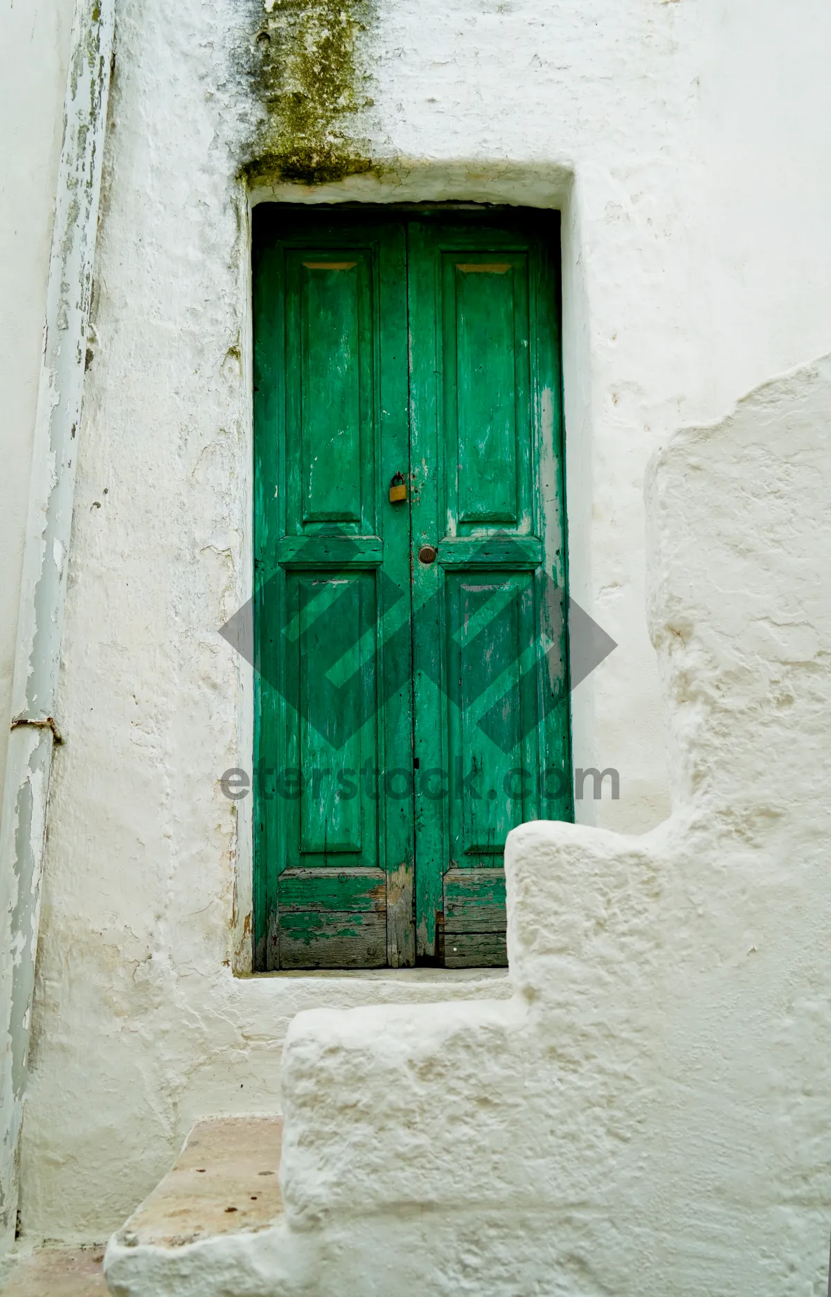 Picture of Old stone window detail on ancient house entrance