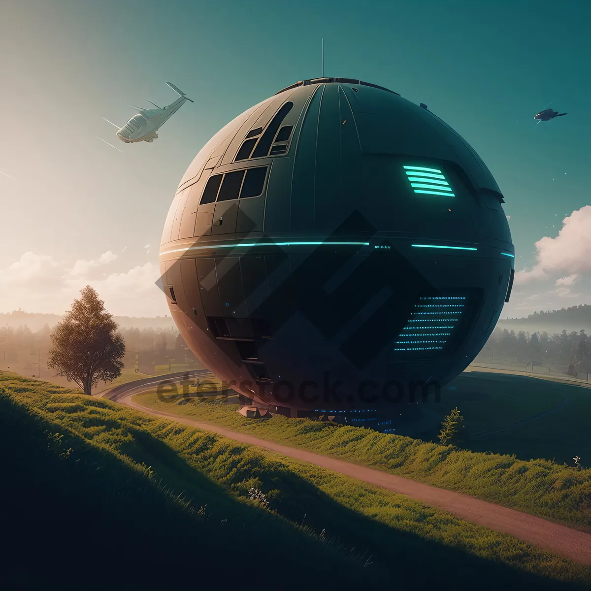 Picture of Skyward Airship with Rugby-ball-like Water Tank