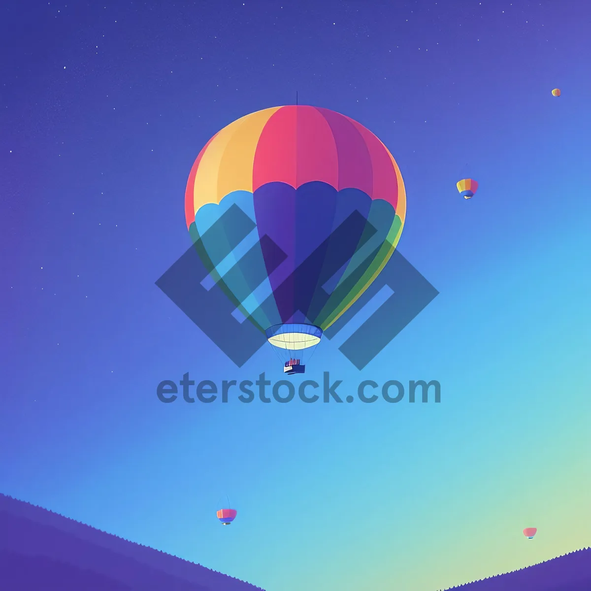 Picture of Colorful Hot Air Balloon Soaring Through the Sky