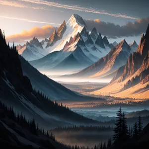 Majestic Snow-Capped Mountain Peaks Reflecting in Crystal Lake