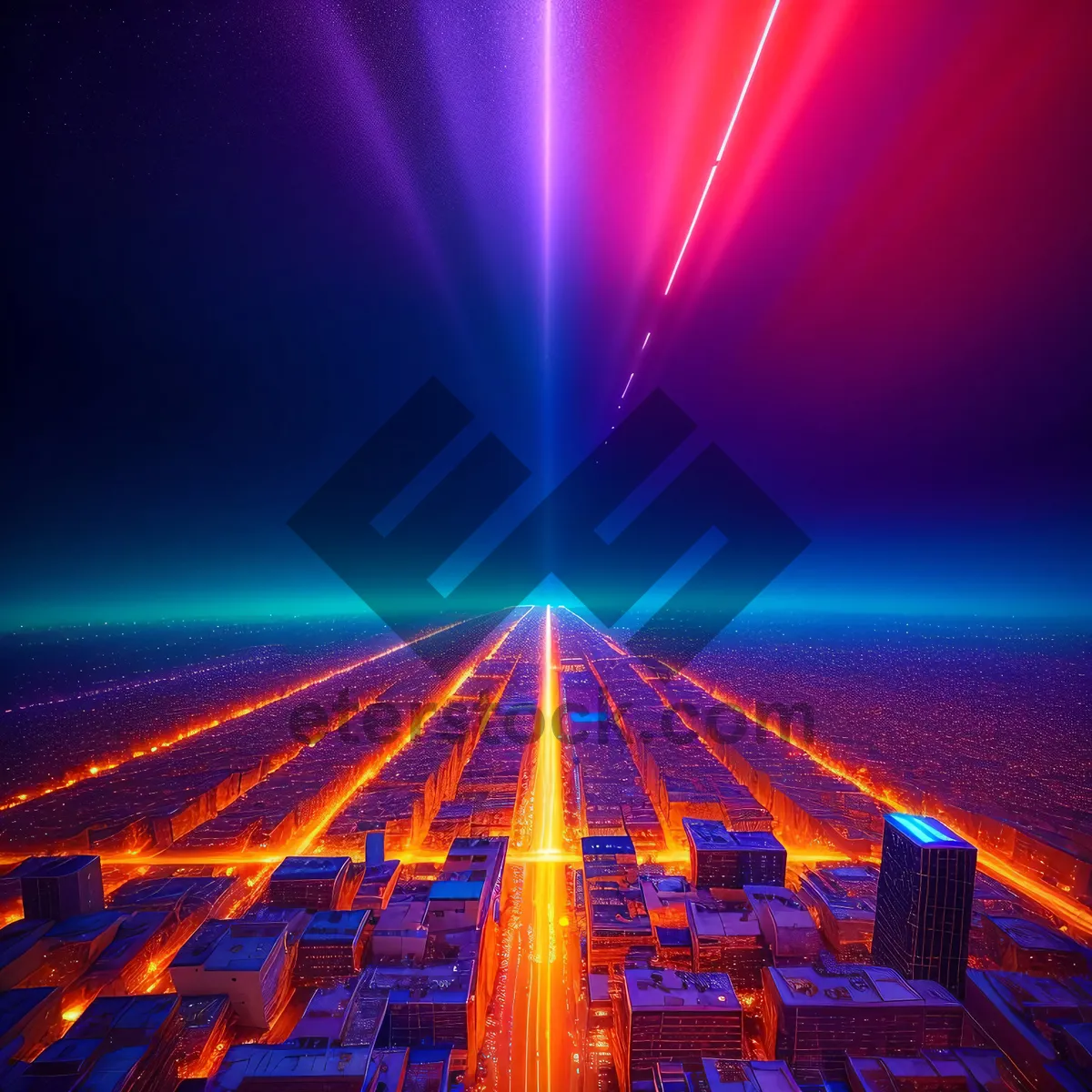 Picture of Futuristic Laser Energy Burst: A dynamic explosion of light and color.