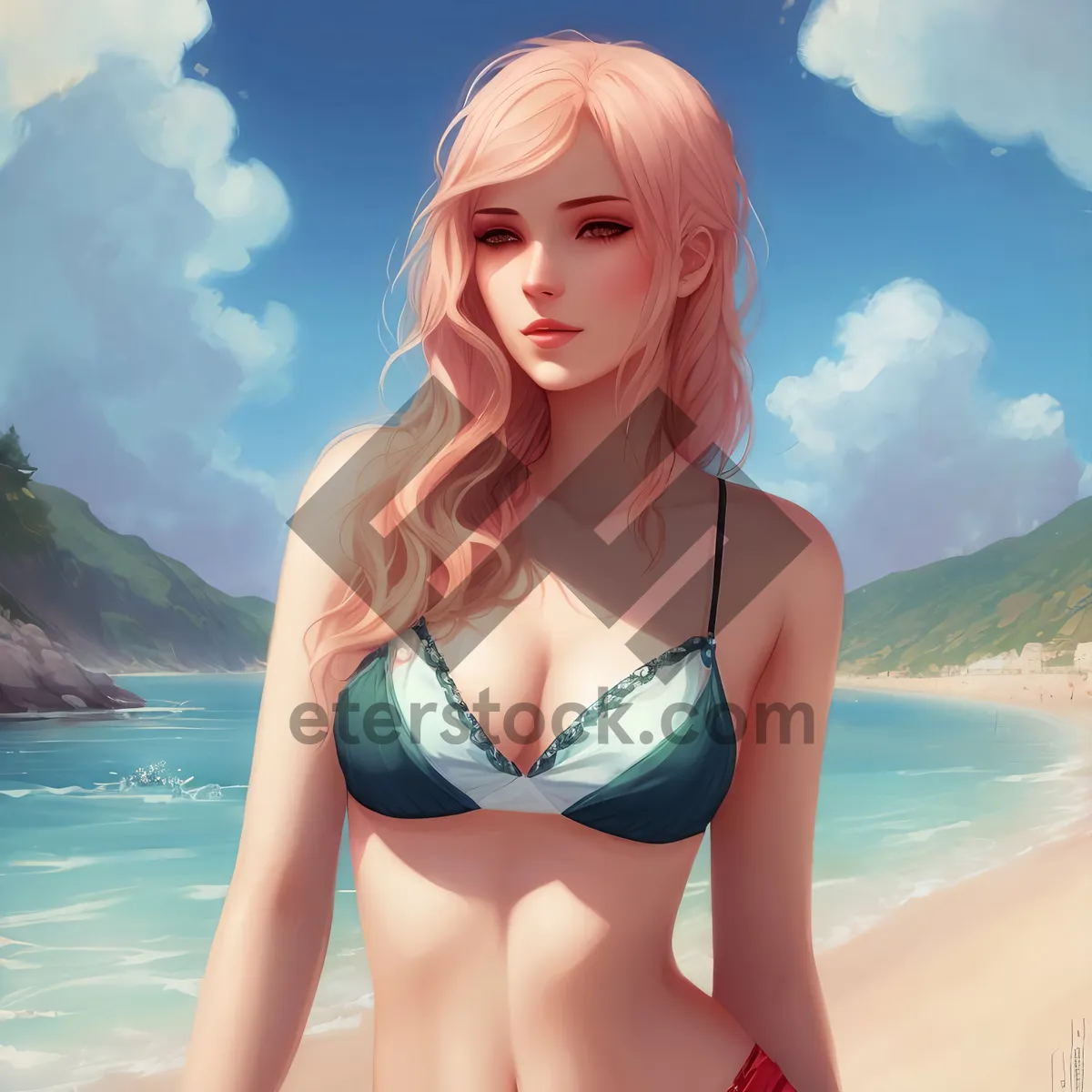 Picture of Stunning Beach Babe in Gorgeous Swimsuit