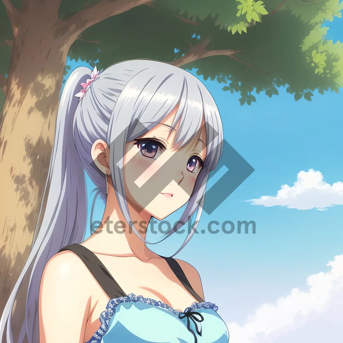 Picture of Seductive Cartoon Model with Charmed Hair