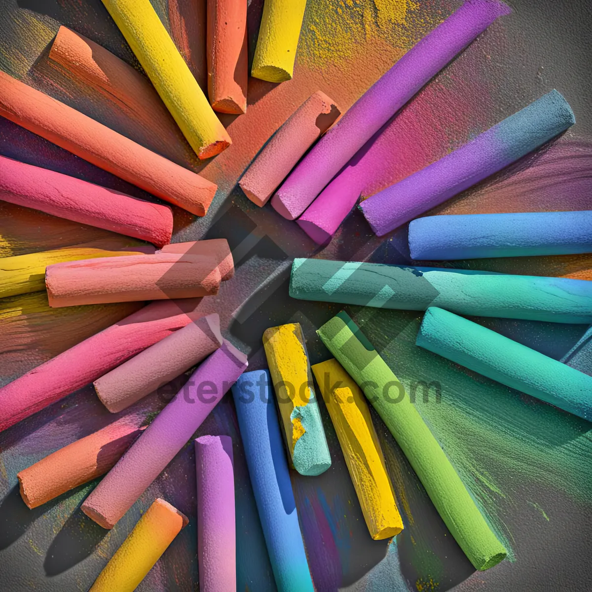 Picture of Colorful Pencil Rainbow Sketch in Bright Wood Row