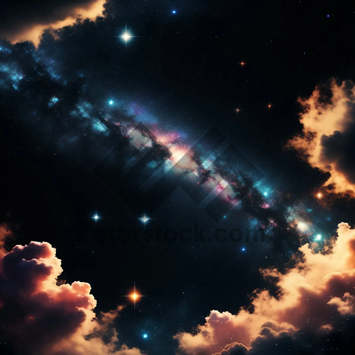 Picture of Fantasy celestial body in bright galaxy night sky