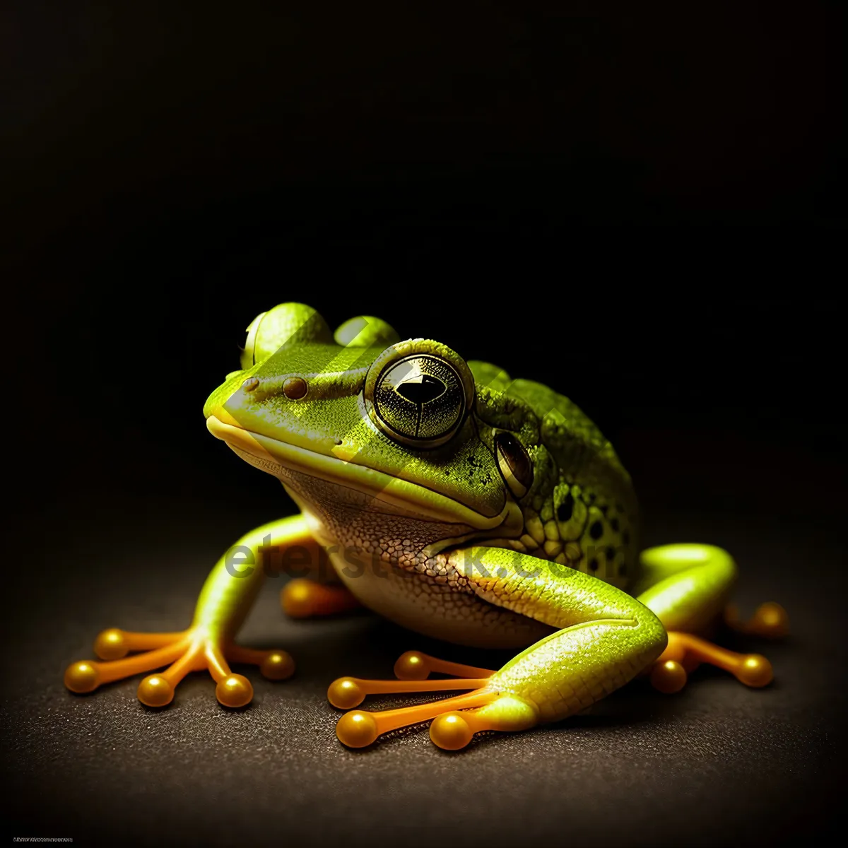 Picture of Vibrant Eyed Tree Frog Peeking from Tree