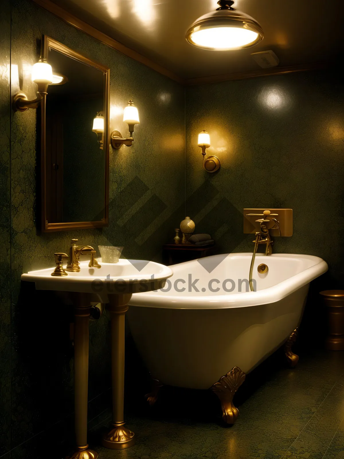 Picture of Luxurious Modern Bathroom with Stylish Vessel Sink