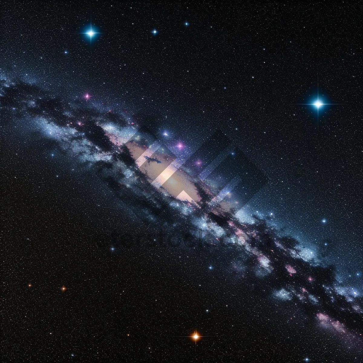 Picture of Dark sky with glowing moon and stars