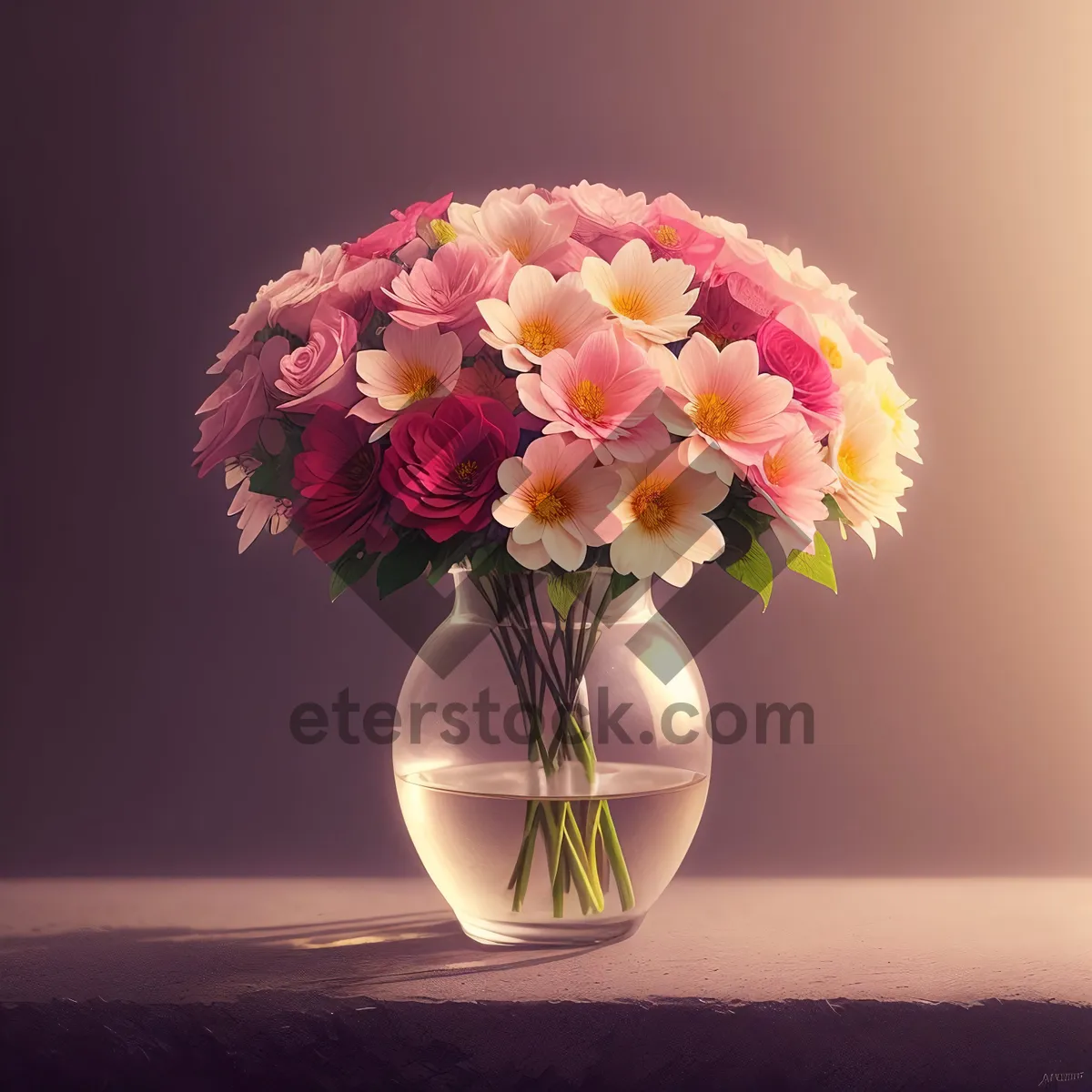 Picture of Pink Floral Bouquet in Vase: Spring Blossom Decoration