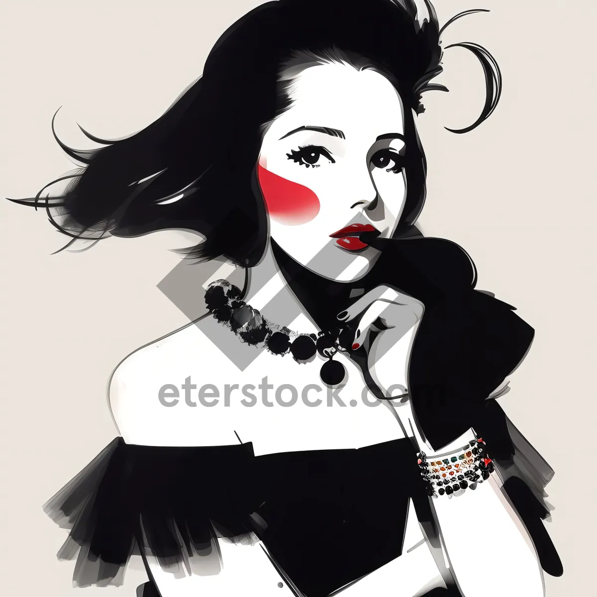 Picture of Flirty Fashion Cartoon Lady with Sexy Style