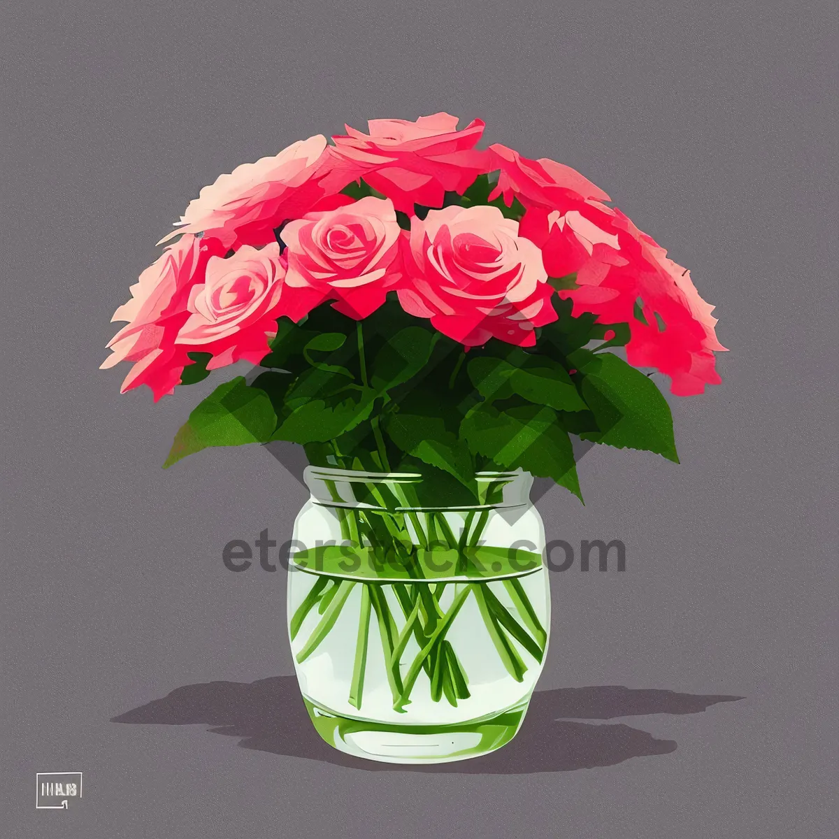 Picture of Romantic Rose Bouquet in Pink Vase