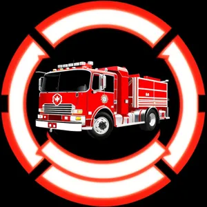 Fire Station Icon: Shiny Round Button Set