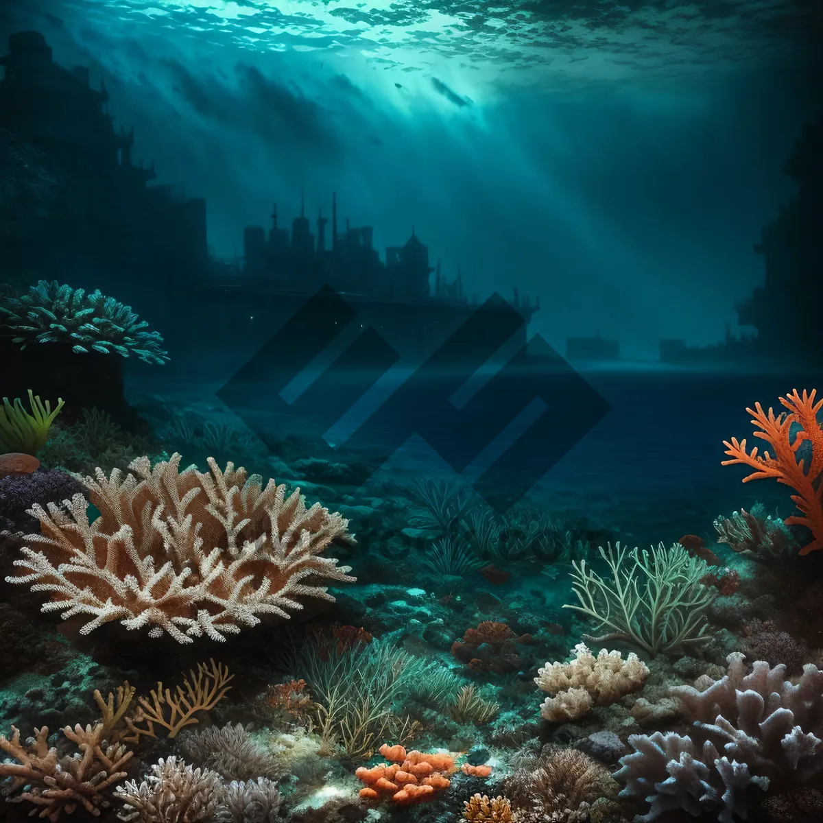 Picture of Vibrant Coral Reef teeming with Marine Life.