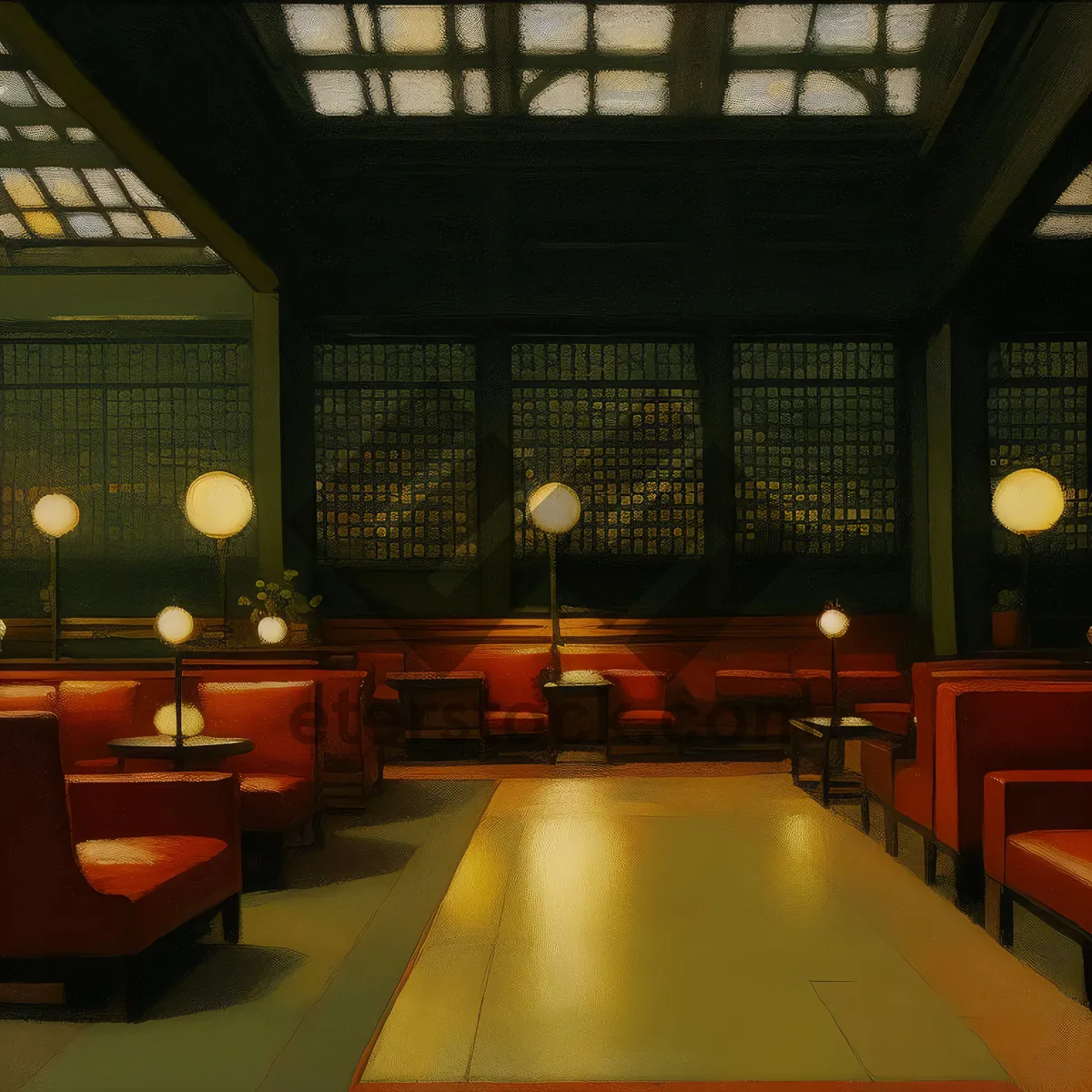 Picture of Modern interior with wooden furniture and ample light.