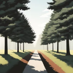 Serene Summer Escape: Road, Trees, and Picket Fence