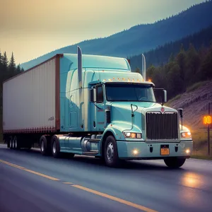 Fast-moving truck on a busy highway