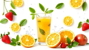 Refreshing Citrus Fruit Tea Drink With Orange and Lemon