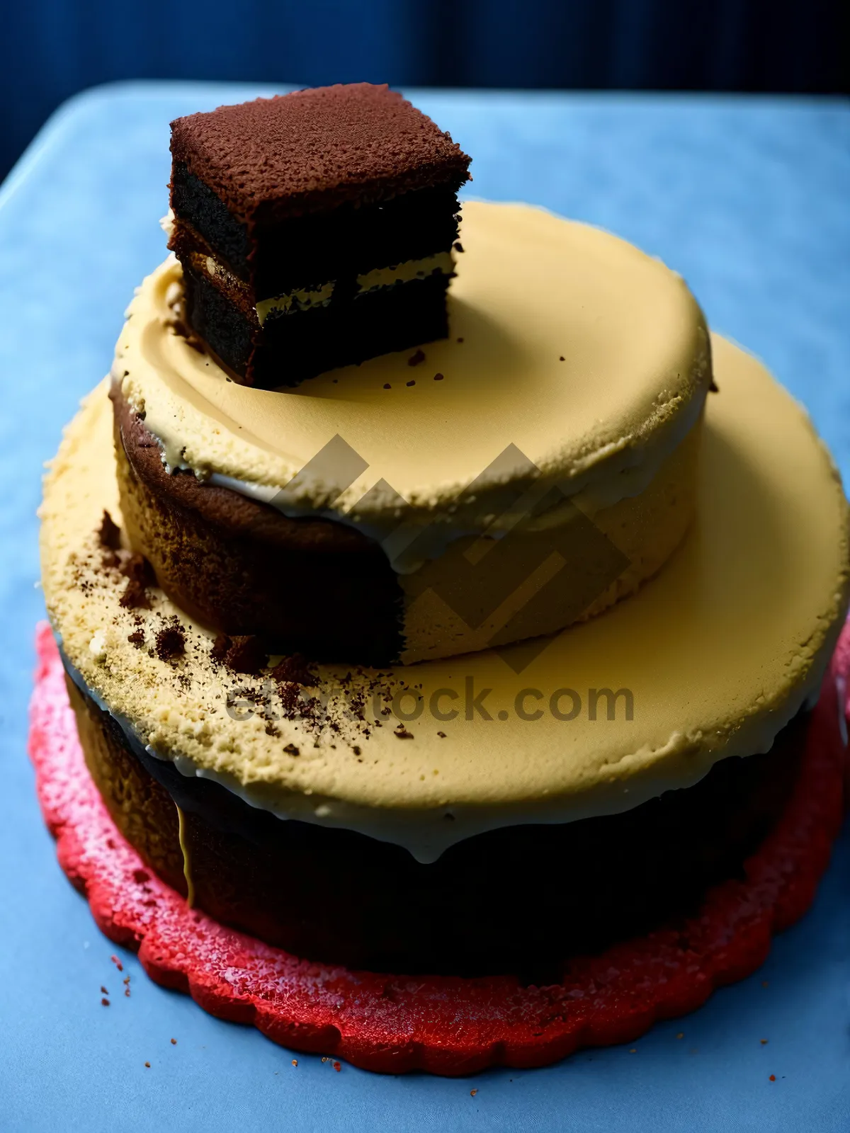 Picture of Delicious Chocolate Cream Cake with Gourmet Decoration