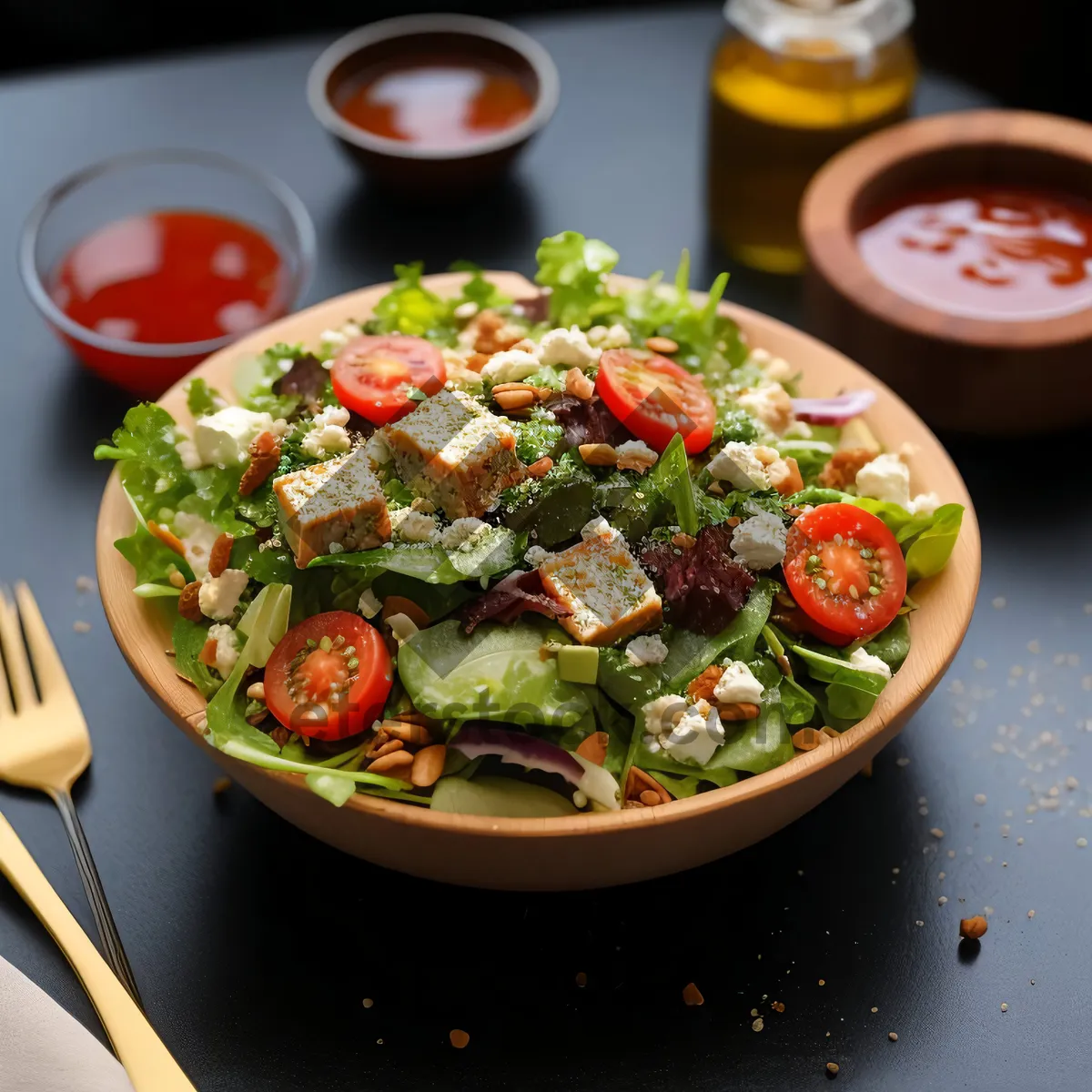 Picture of Gourmet vegetable salad with fresh tomato and pepper