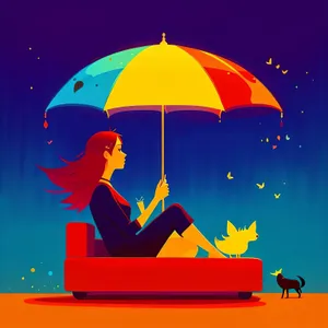 Cartoon Umbrella Silhouette Design