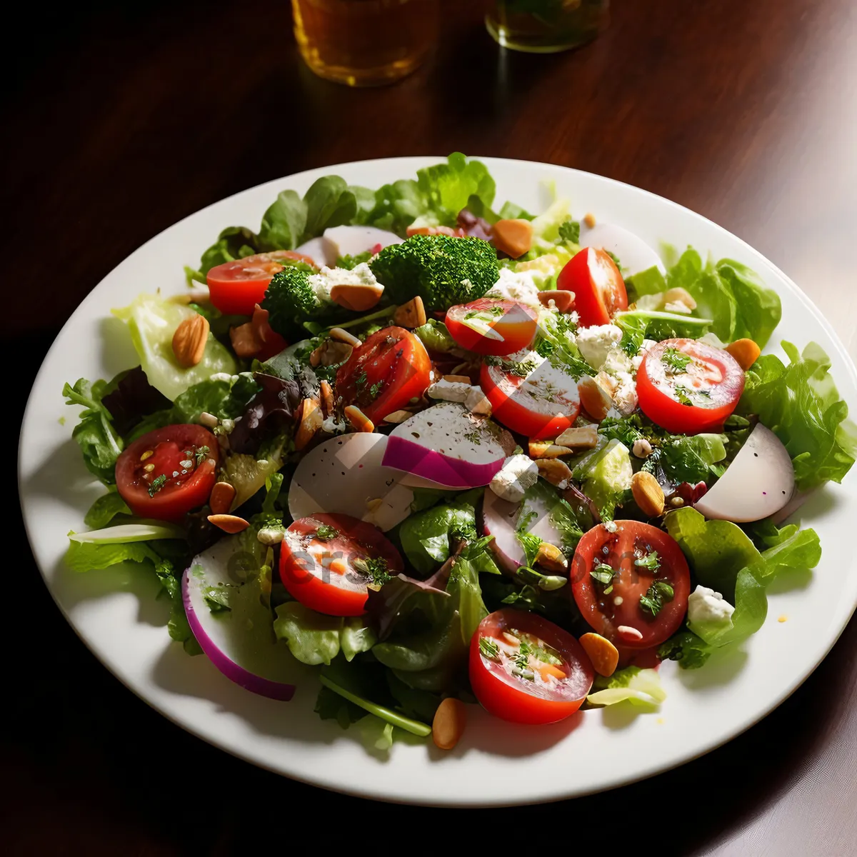 Picture of Delicious Gourmet Salad with Fresh Vegetables and Cheese