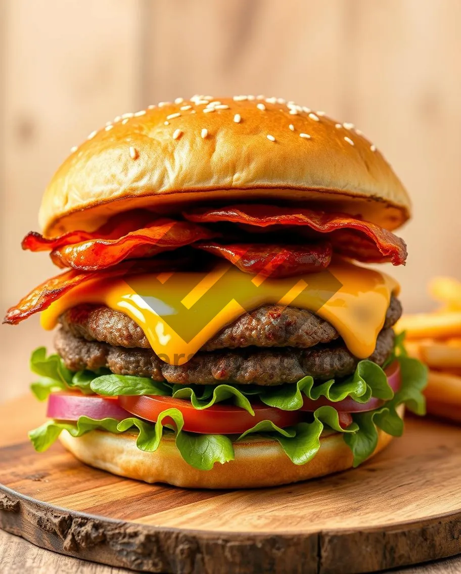 Picture of Gourmet Cheeseburger with Grilled Vegetables