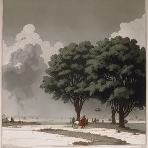Winter Wonderland: Snowy Skyline and Majestic Trees