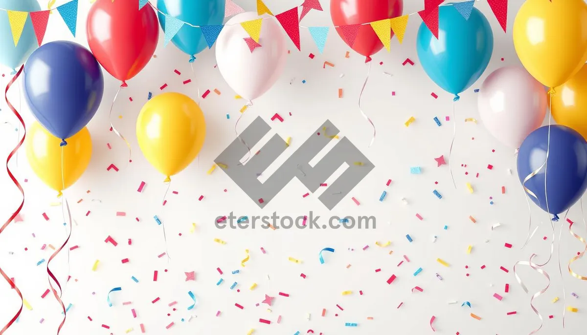 Picture of Colorful Birthday Party Decoration with Balloons and Confetti