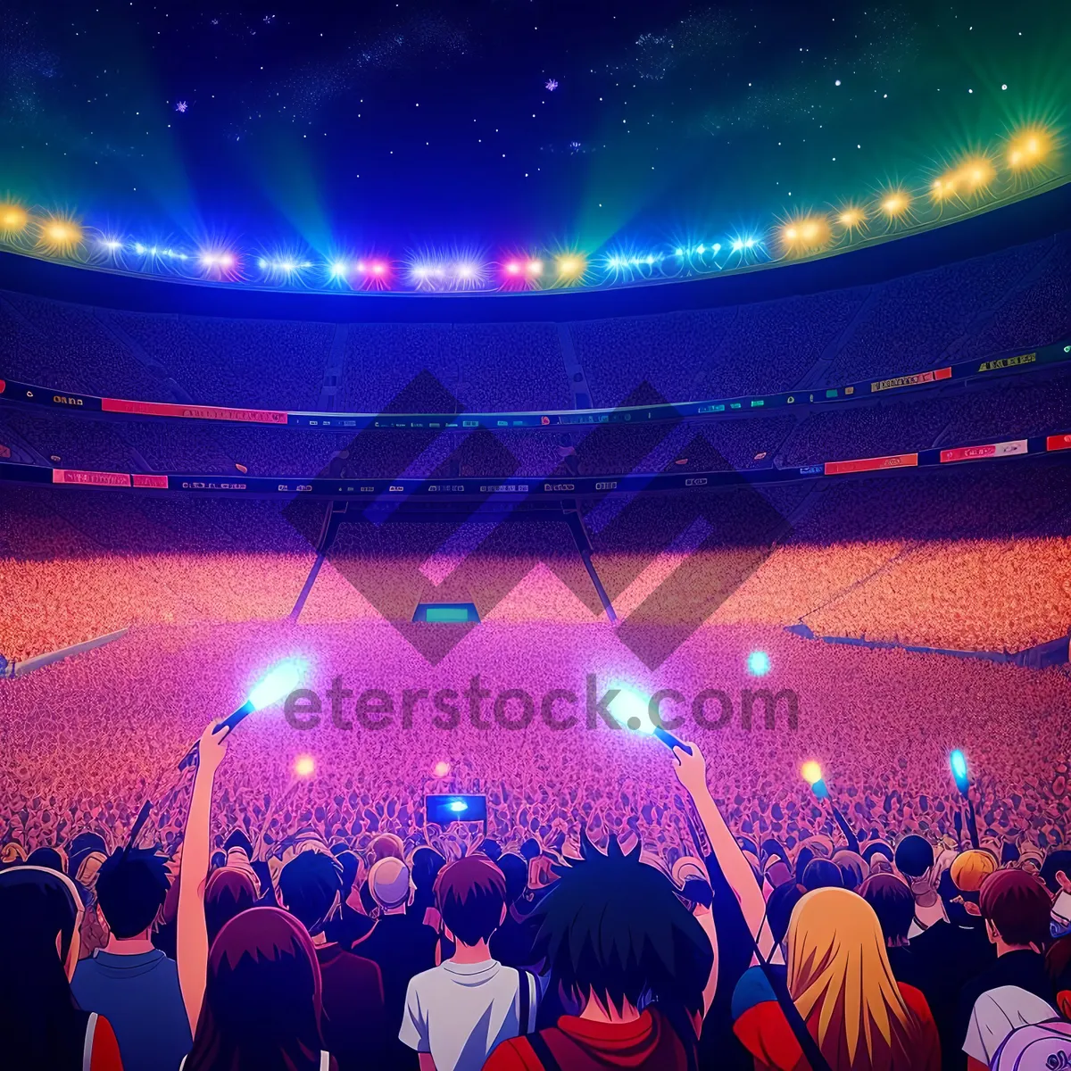 Picture of Vibrant Night Stage with Shining Laser Lights