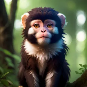 Playful Primate Portrait: A Cute Monkey with Expressive Eyes