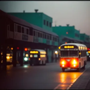 Urban School Bus in City Traffic