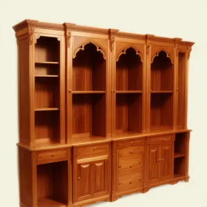 Antique Wooden Entertainment Center with Bookcase