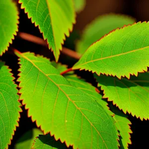 Lush Sumac Leaves in Summer Forest