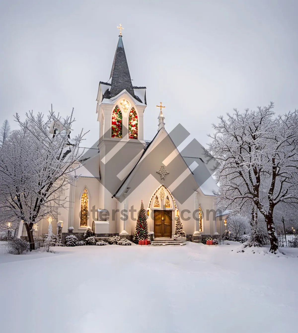 Picture of Orthodox Cathedral Tower in Winter Snowscape