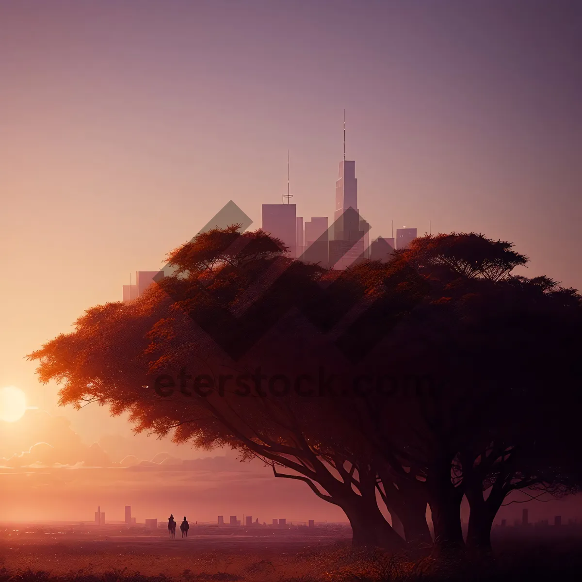 Picture of Beacon Tower at Sunset: Majestic Structure Bathed in Golden Light