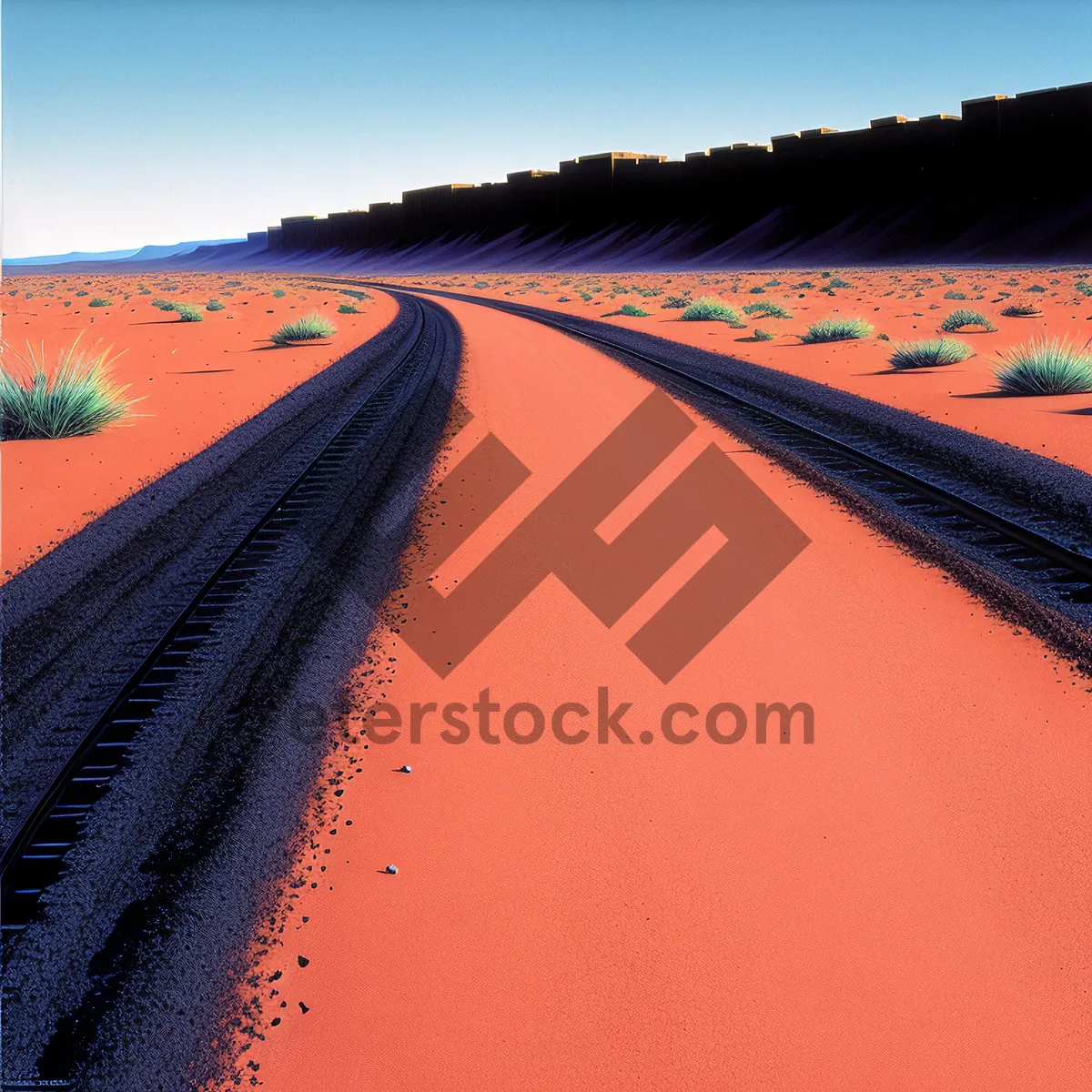 Picture of Desert Highway: Endless Road Through Sandy Dunes