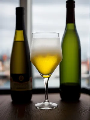 Golden Celebration: Sparkling Wine Bottle and Glasses