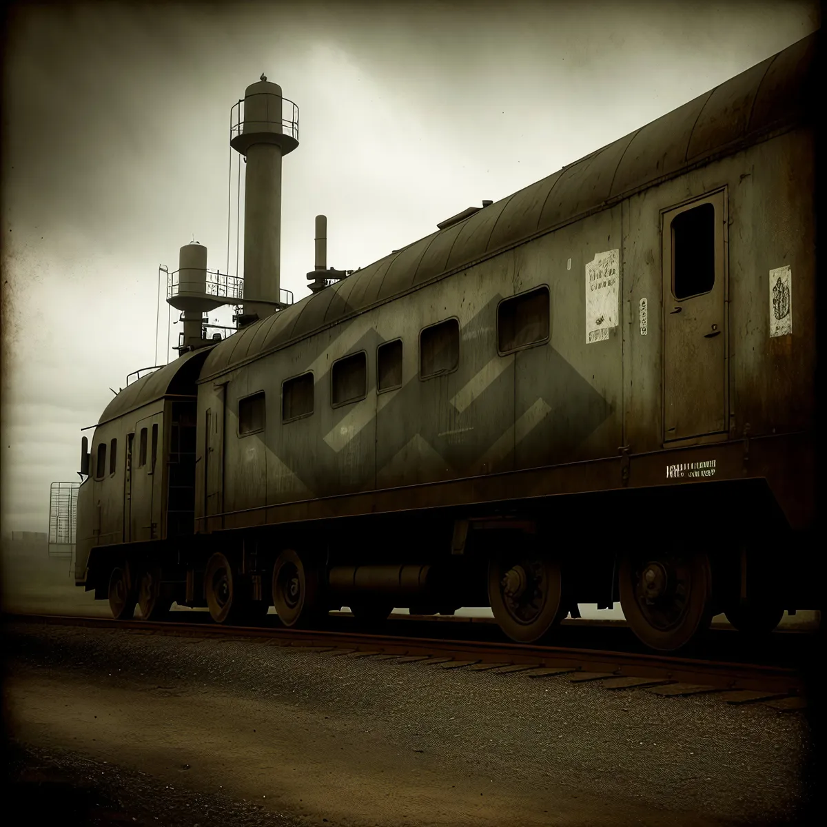 Picture of Vintage locomotive on railroad tracks