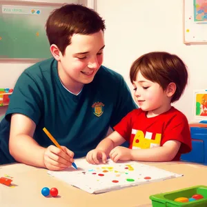 Smiling Siblings Engaged in Playful Learning