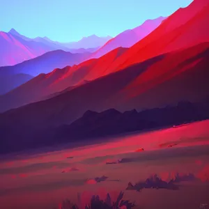 Vibrant Sunset Over Majestic Mountain Landscape
