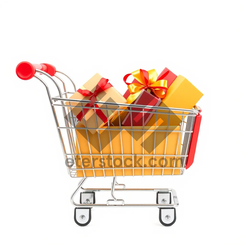 Picture of 3D shopping cart symbol for e-commerce website